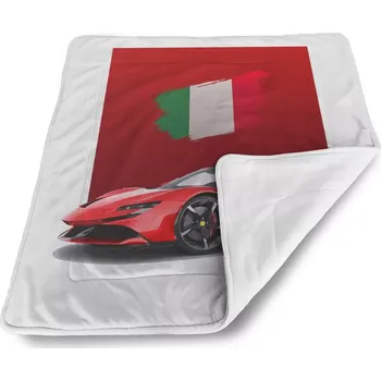 deka Sablio Deka pro miminko Ferrari Italská vlajka na červeném bloku - 80x100 cm