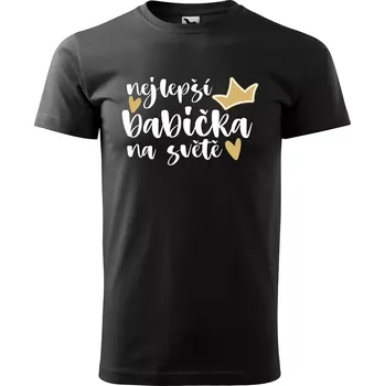 Sablio Tričko s potiskem Nejlepší babička na světě s korunkou - černé XL