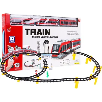 RC model Ramiz Vlak na dálkové ovládání pro děti 3+ Vlak s vagóny + kopce + příslušenství 62 el.
