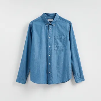 Pánská košile Reserved - Košile regular fit s vysokým podílem bavlny - modrá - YQ332-55J - YQ332-55J-L