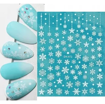 samolepka 3D Samolepky na nehty Zimní sněhové vločky Vánoční hvězdy S227