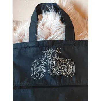 Bavlněná taška vyšívaná 48x30 cm vzor motorka