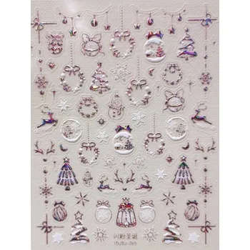 samolepka 3D Samolepky na nehty Zimní sněhové vločky Vánoce Zlaté hvězdy S269