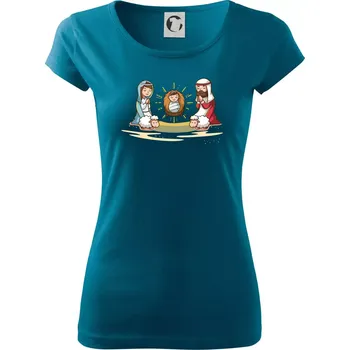 Dámské tričko Ježíšek v jesličkách - Dámské triko Pure - XS ( Petrolejová )