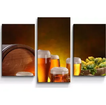 Obraz Sablio Obraz - 3-dílný Sklenice s pivem - 75x50 cm