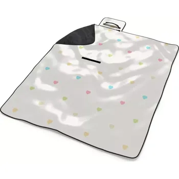 deka Sablio Plážová deka Barevná srdíčka na béžové: 200x140 cm