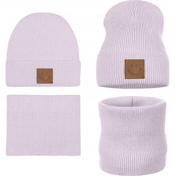 Čepice ZIMNÍ/PODZIMNÍ SET S FLEECEM: ČEPICE + NÁKRČNÍK, VELIKOST 40/46, LILKOVÁ FIALOVÁ
