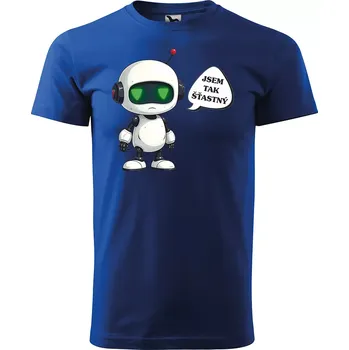 Pánské tričko Sablio Tričko s potiskem Šťastný robot - modré M
