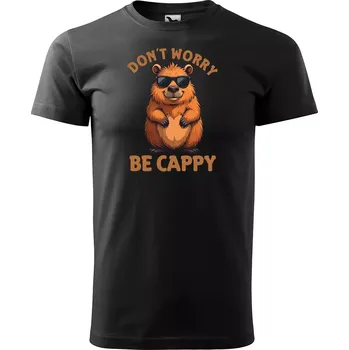 Sablio Tričko s potiskem Don´t worry, be cappy - černé 5XL