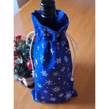 Vánoční dekorace Vánoční pytlík modrý, bílé vločky
