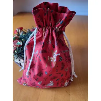 Vánoční dekorace Vánoční pytlík červený, zvířátka