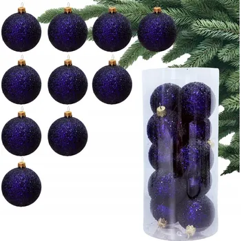 Vánoční dekorace HOLO Purpurové VÁNOČNÍ BAŇKY VÁNOČNÍ Fialové BAŇKY na stromeček Sada 10 Bombek