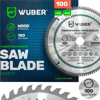 Pilový kotouč Řezný kotouč Wuber 250 mm 30 mm 100 zubů na dřevo