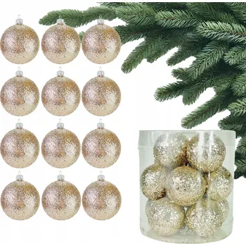 Vánoční dekorace Šampaňské VÁNOČNÍ BAŇKY Brokátové zlaté BAŇKY na vánoční stromeček Sada vánočních ozdob