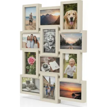 Obraz RÁMEČEK NA FOTOGRAFIE RÁM KOLÁŽ FOTOGRAFIE BÍLÁ 12 FOTOGRAFIÍ II KATEGORIE