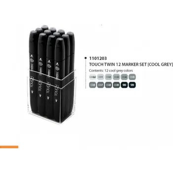 Designérský fix TOUCH-TWIN Marker - sada 12 Cool Grey Colors