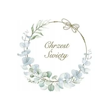 Papírový ubrousek Papírové ubrousky Křest, motiv eukalyptové listy, 33x33 cm, 20 ks