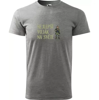 Sablio Tričko s potiskem Nejlepší voják na světě - šedé 2XL