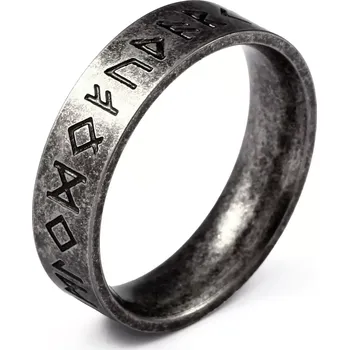 Prsten Prsten z chirurgické oceli s Runovými Symboly - Velikost prstenu 70 (US 13)