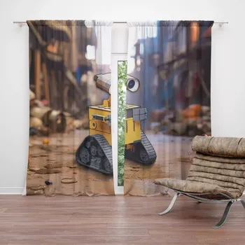 Závěs Sablio Závěs Wall-E robot Město: 2ks 140x250cm