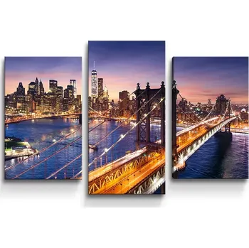 Obraz Sablio Obraz - 3-dílný Most v New Yorku - 75x50 cm