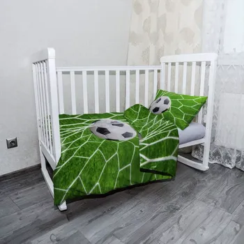 Povlečení Sablio Mikroplyšové dětské povlečení do postýlky Fotbalový míč v bráně - 120x90 / 40x60