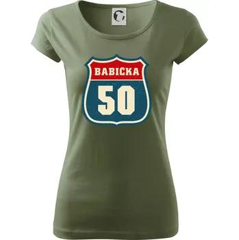 Dámské tričko Babička 50 - Dámské triko Pure - 2XL ( Khaki )