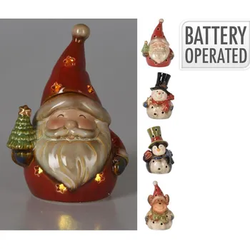Vánoce Postavička vianočná LED 12x9x17 cm mix /santa , sob , snehuliak ,tucniak /