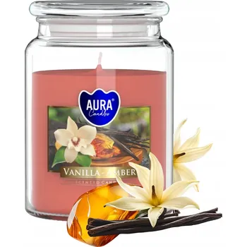 Svíčka Parafínová vonná svíčka vanilka-jantar Aura 1 ks