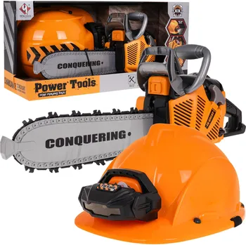 Dětská kuchyňka Ramiz Interaktivní motorová pila pro děti 3+ Dřevorubecká sada + Otočný řetěz + Ochranná přilba s baterkou