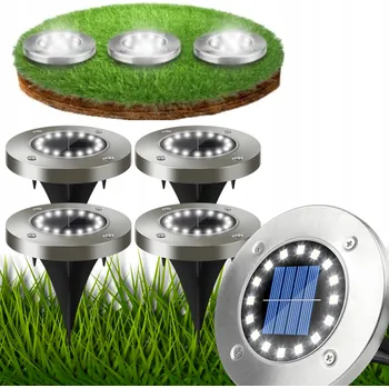 Venkovní osvětlení SOLÁRNÍ ZAHRADNÍ SVĚTLA ZAPICHOVACÍ DISK NÁJEZDOVÉ 16 LED VODĚODOLNÉ X4 KS