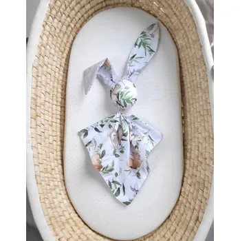 plyšák Měkká plyšový mazlíček přítulníček a dečka v jednom - králíček z bavlny - Woodland green/ šedá