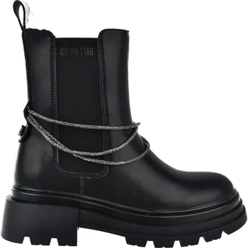 Dámská zimní obuv KOTNÍKOVÉ BOTY ZIMNÍ dámské boty BIG STAR KOŽENÉ boty OO274A258 ČERNÉ 39
