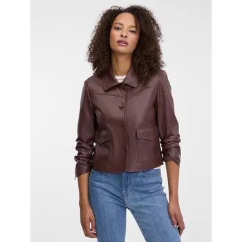 Dámská casual bunda Orsay Dámské Tmavě hnědá dámská koženková bunda ORSAY Hnědá 36 (2958006)