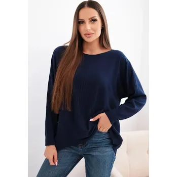 Dámský svetr Svetr prodloužený vzadu, s embosovanou hvězdou vpředu model R2029 barva námořnická modrá