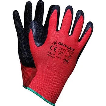 Pracovní rukavice Ochranné rukavice GNYLEX, červená priadza, čierna latexová dlaň, veľkosť 9, VASKO