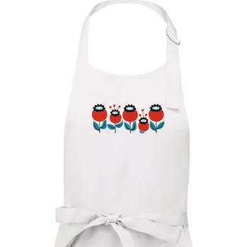 Kuchyňská zástěra Retro hrnek - mák - Dámská zástěra na vaření - Univerzální velikost ( Bílá )