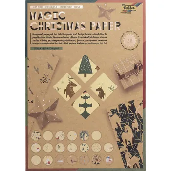 Barevný papír Folia Bringmann Blok designových papírů - HOT FOIL, 115 a 270g/m2 - VÁNOCE, 20 listů