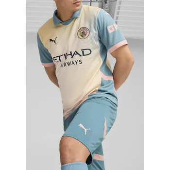 PUMA Pánské sportovní kraťasy Manchester City 24/25 PUMA Bold Blue Poppy Pink M MODRÁ|RŮŽOVÁ