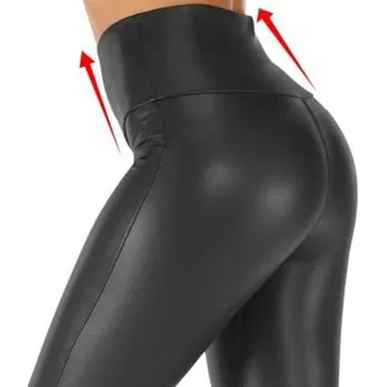 Dámské legíny Kožené legíny s vysokým pasem pro formování postavy, 02551 L/XL