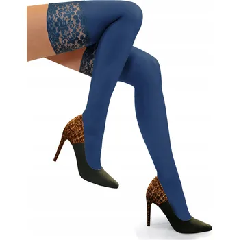 Dámské punčochy Sesto Senso Samodržící punčochy s krajkou 50 DEN 3XL/4XL Modrá (Marine)