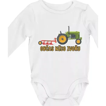 Traktor občas něco zvoře - Body kojenecké s dlouhým rukávem - Dlouhý r. 6-12 měs ( Bílá )