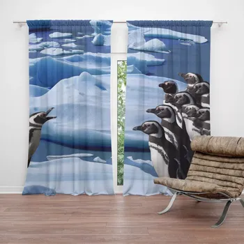 Závěs Sablio Závěs Tučňáci: 2ks 140x250cm