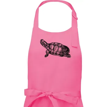 Kuchyňská zástěra Tužkou kreslená želva - Pánská zástěra na vaření - Univerzální velikost ( Růžová )