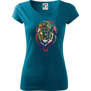 Dámské tričko Hlava lva kreslená jednoduchá - Dámské triko Pure - XL ( Petrolejová )