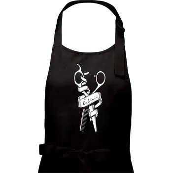 Kuchyňská zástěra Kadeřnice nůžky a hřeben - Dámská zástěra na vaření - Univerzální velikost ( Černá )