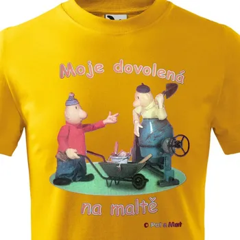 Chlapecké tričko Dětské tričko Pat a Mat - Dovolená na maltě - velikost 122, Barva Žlutá