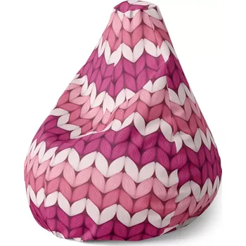 Sedací pytel Sablio Sedací vak Pear Střídajíci růžové pletení - 70 x 95 x 15 cm