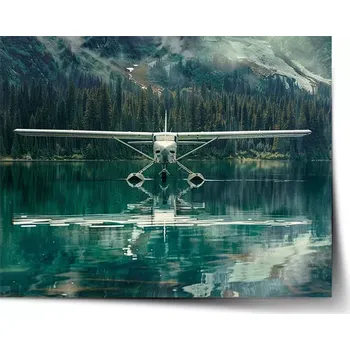 Plakát Sablio Plakát Hydroplán na horském jezeře - 60x40 cm