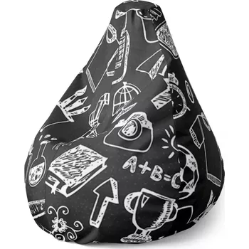 Sedací pytel Sablio Sedací vak Pear Černobílá škola - 70 x 95 x 15 cm
